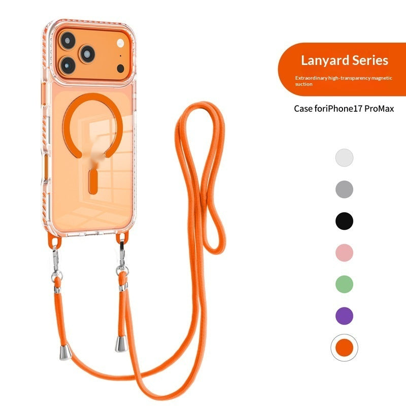 17 Pro Max boîtier magnétique transparent avec un cordon croisé
