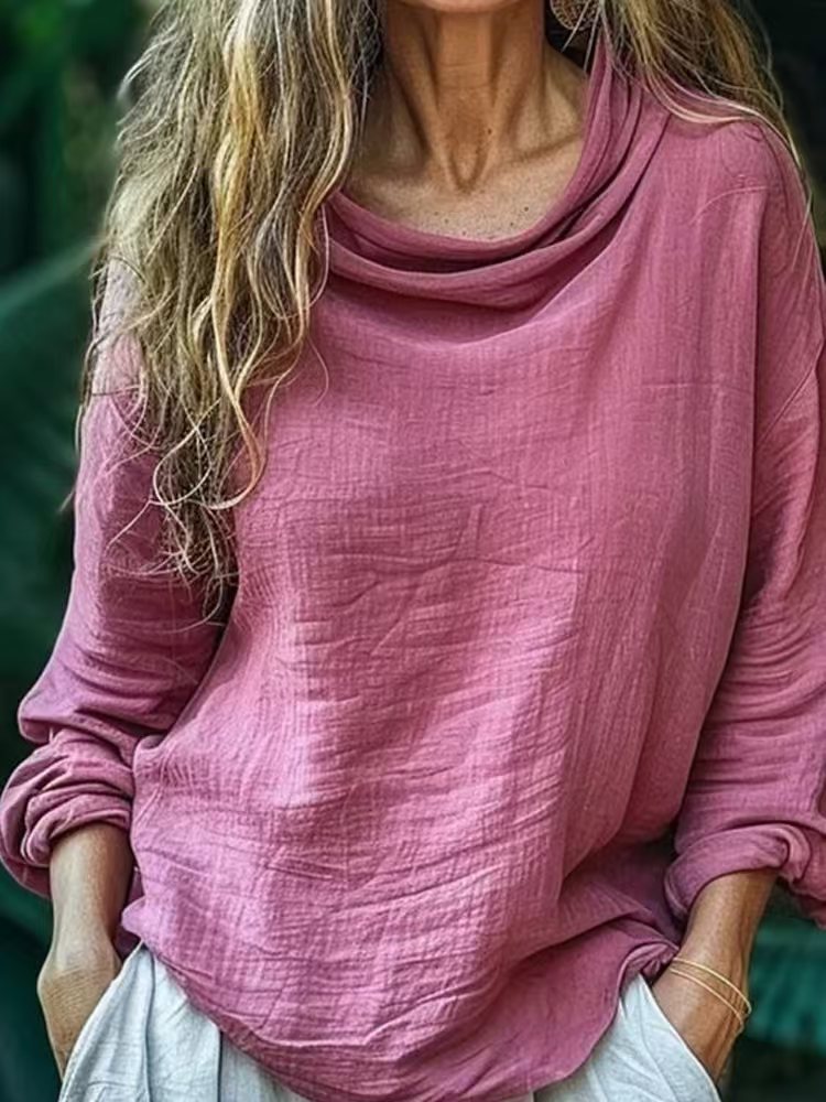 European and American Spring Women's Casual Loose Fashion Long Sleeved Solid Color Pile Co