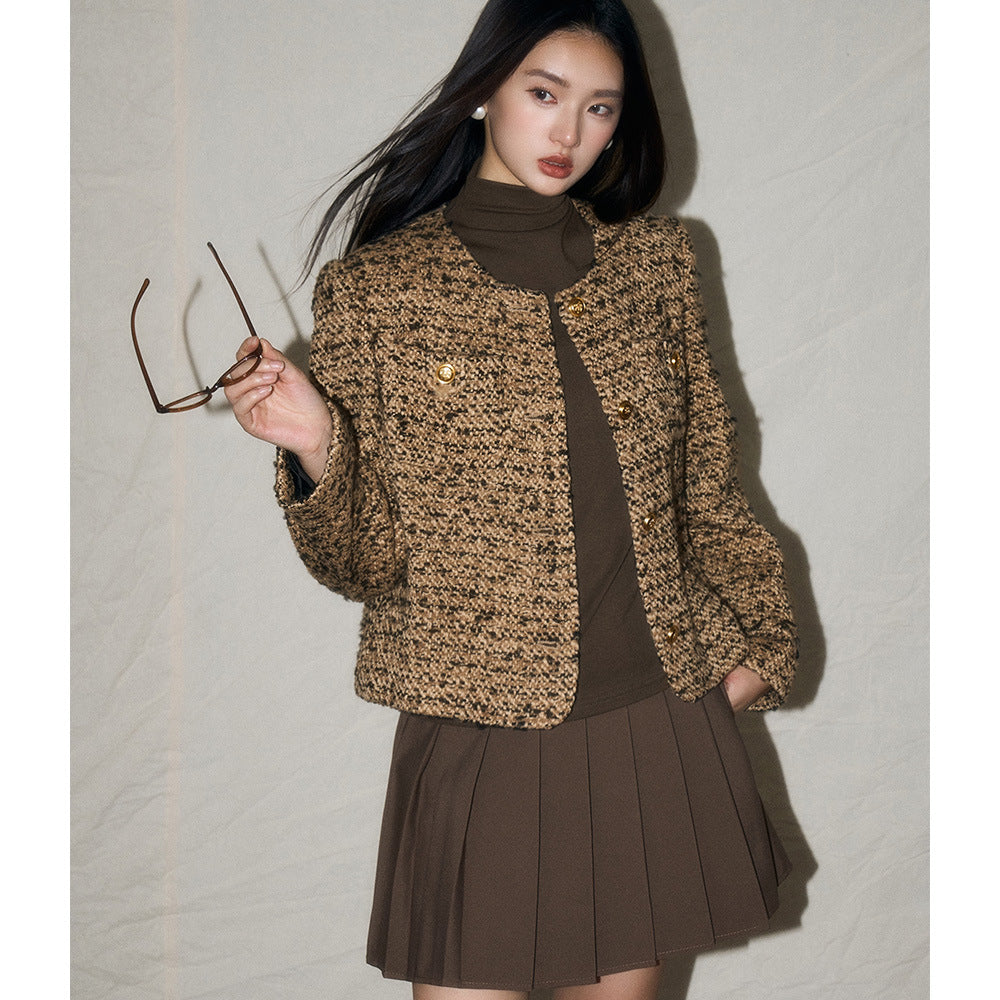 Veste retro en laine de style Chanel pour femmes