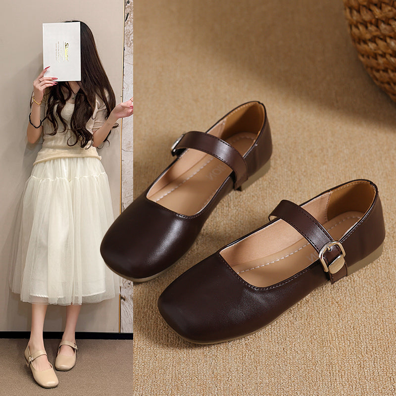 Oeil carré des femmes Vintage Low Cut Mary Jane Appartements