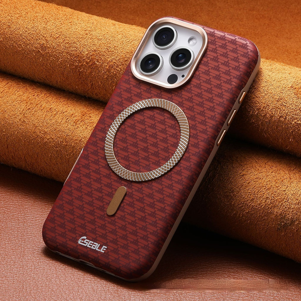 Triangle Shield Magnétique Suction Téléphone Case 15 Business All-inclusive Drop-resistant Leath