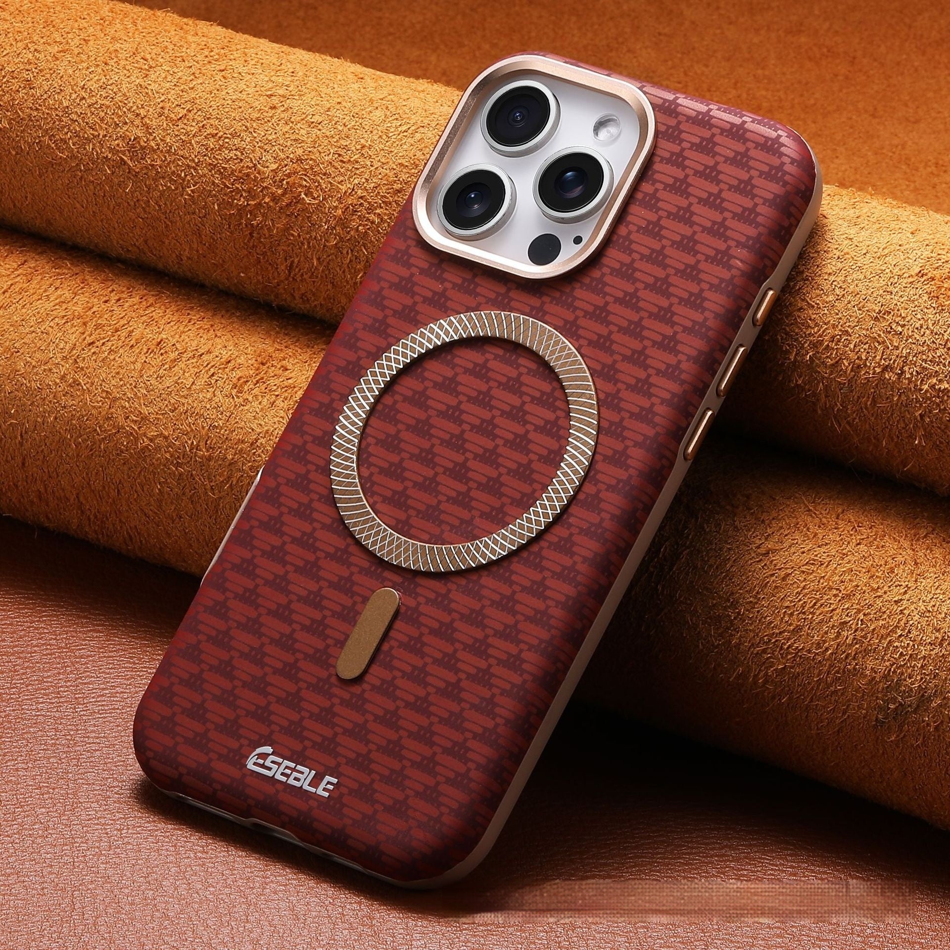 Triangle Shield Magnétique Suction Téléphone Case 15 Business All-inclusive Drop-resistant Leath