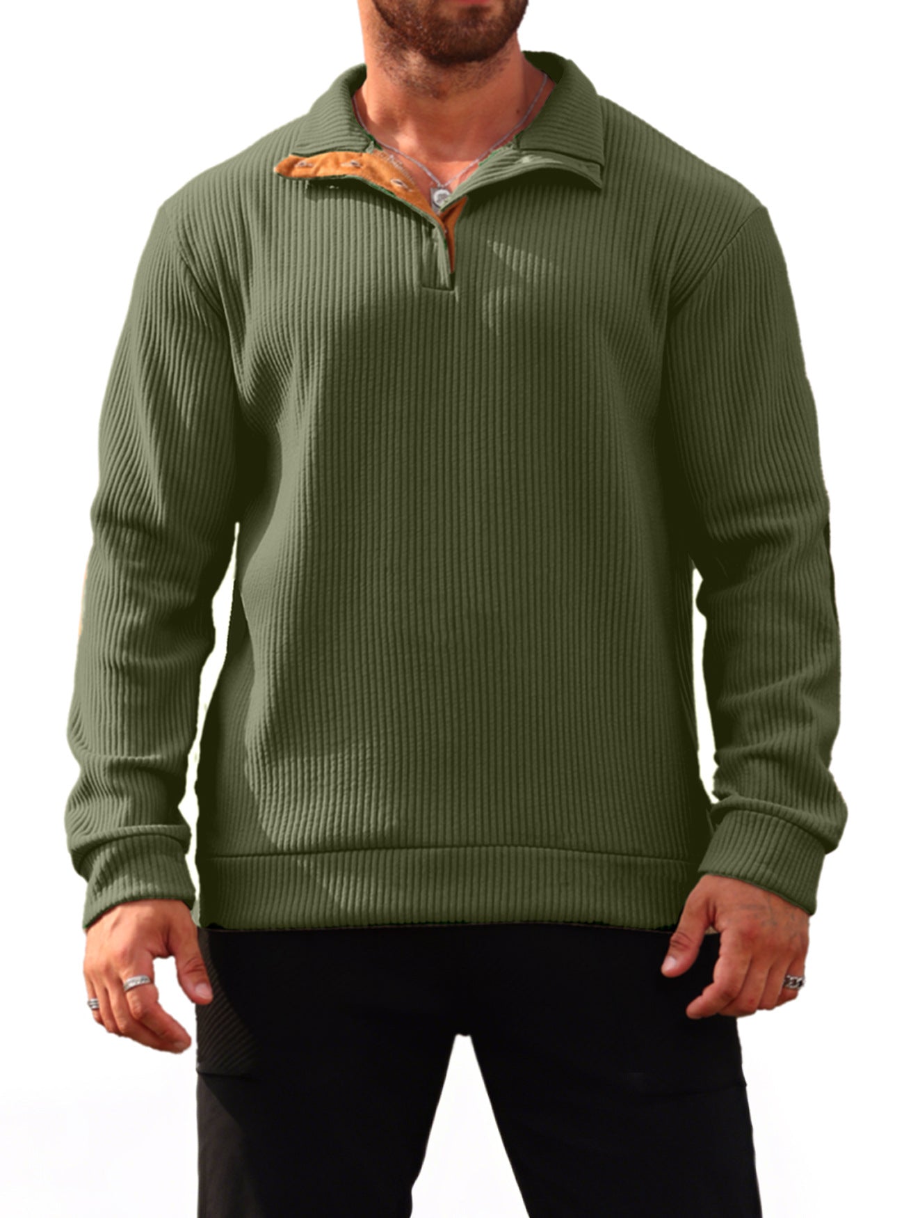 Sweat-shirt de printemps & automne couleur solide Jacquard