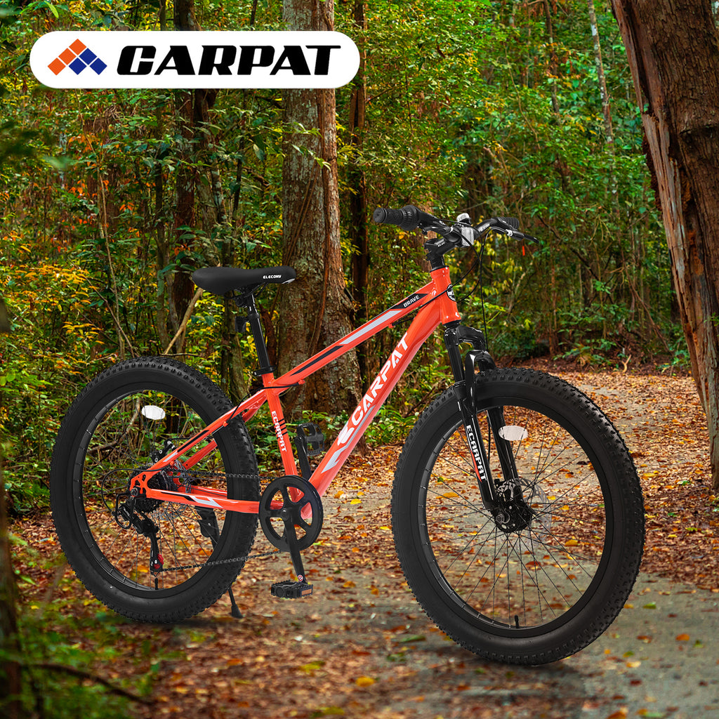 S24109 Élecony 24 pouces Fat Tire vélo adulte et jeune complet Shimano 7 vitesses VTT