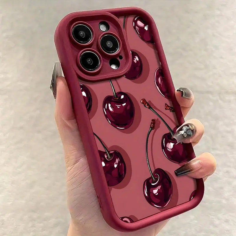 Cas de téléphone modèle de cerise de Doodle