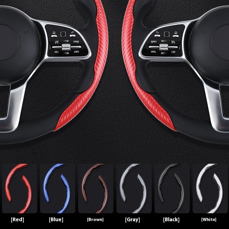 Couverture de roue de direction Sweat-absorbent Suede Carbon Fiber Pattern Couverture de protection