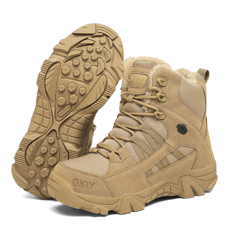 Exportation d'hommes Camping d'hiver Combat militaire bordé de polaire neige chaude Bottes d'escalade extérieure