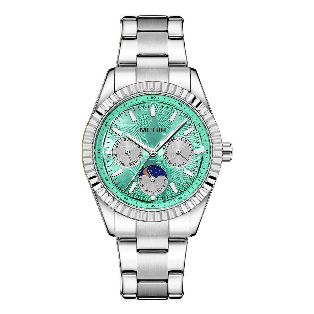 Lunar Phase Business Steel-Strap Waterproof Quartz Montre homme