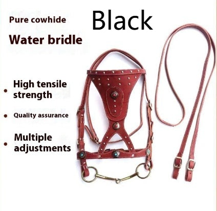 Cheval Halter Pure Cowhide Équipement Dragon Couverture métal Buckle Élégant