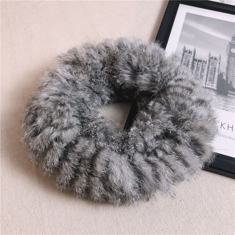 Influenceur Style Lapin Fur Visor pour l'automneHiver chaud Fashionable et large bande de tête en peluche