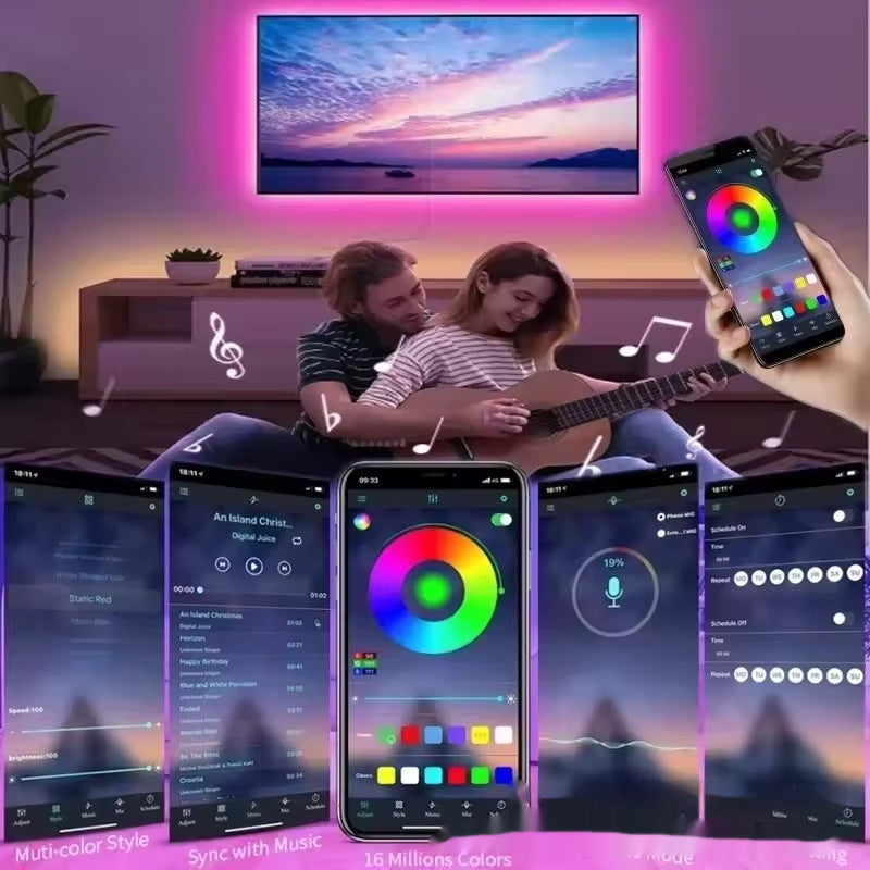 RGB bande lumineuse USB basse tension 5V Bluetooth APP Décorative lumière ambiante