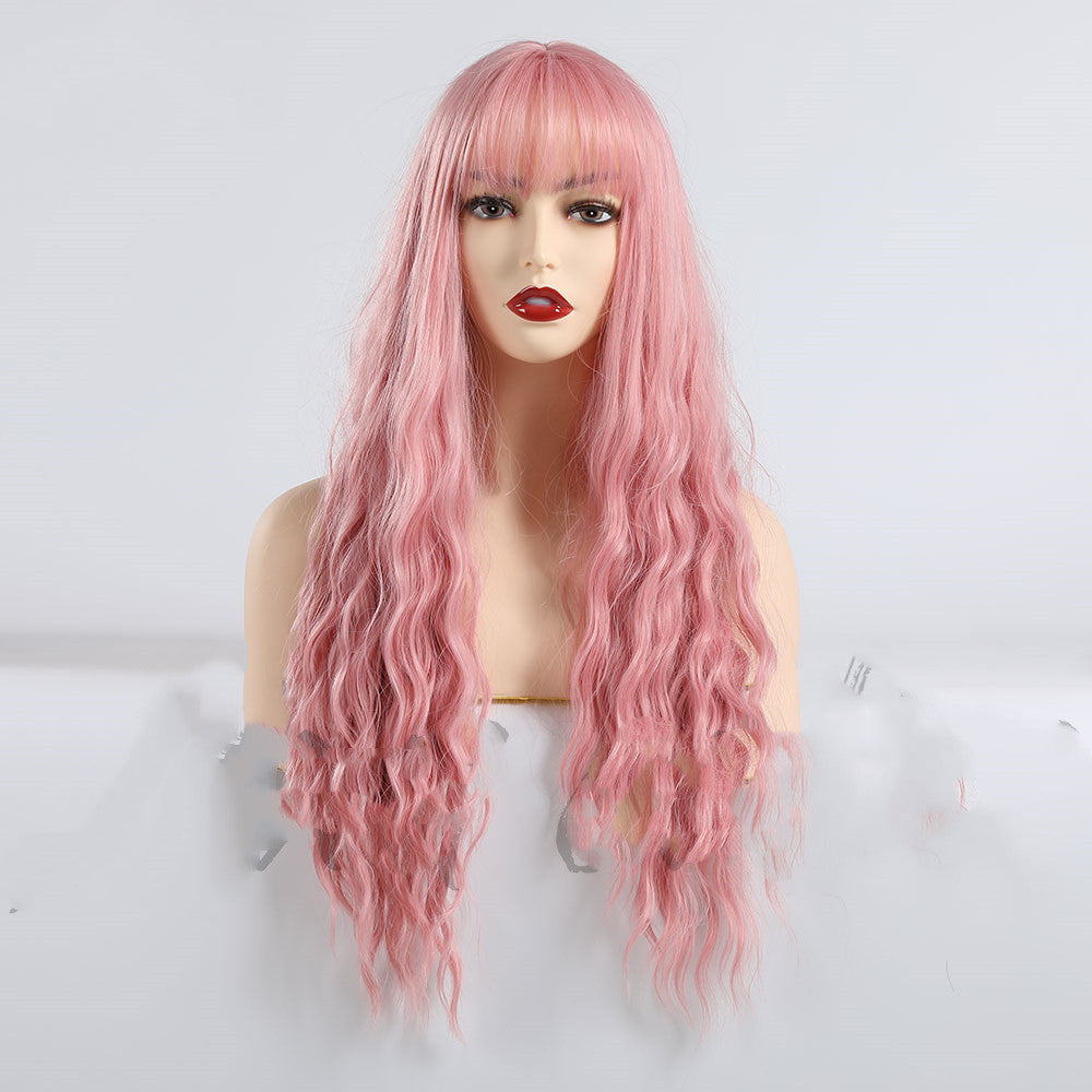 Bangs de wig femmes wave longs cheveux bouclés
