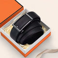 Ceinture en cuir véritable, repliée vers l'intérieur des hommes