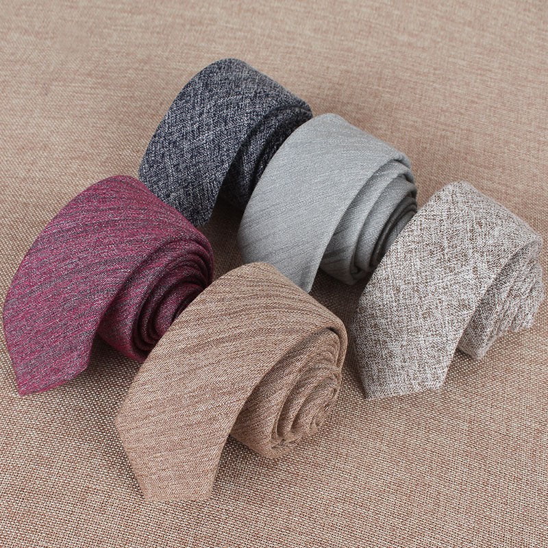 Solide Couleur Coréen Style Narrow Coton Homme 6cm Formel Porter Affaires Casual Mariage Tie
