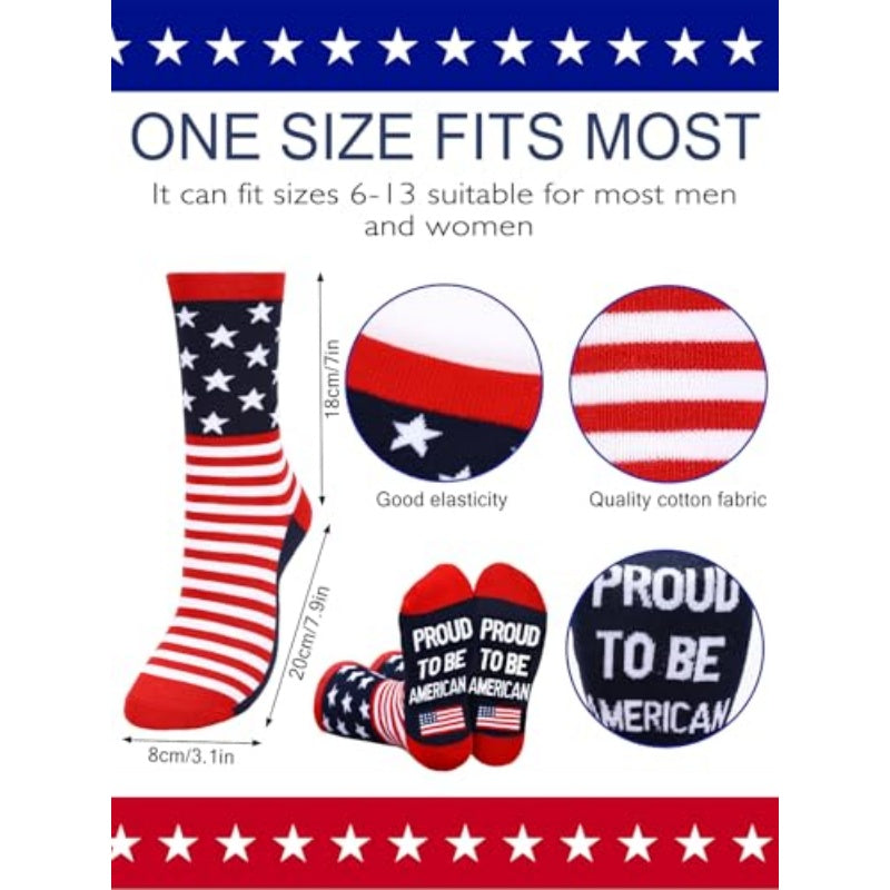 2 paires American USA Drapeau Chaussettes fières d'être une chaussette américaine équipage drôle pour le 4 juillet G