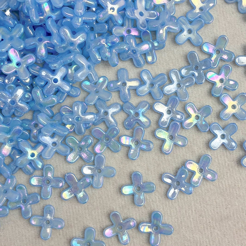 Perles de fleurs en acrylique avec paillettes dorées