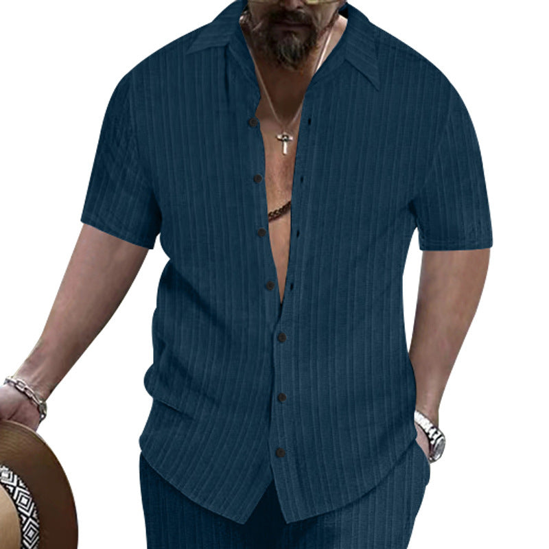 Homme Casual Loose-fit à manches courtes Beach Button-up Top