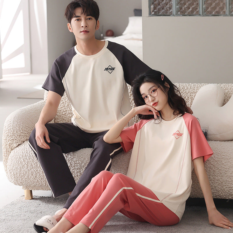 Couple pyjama hommes coton rouge année animal pantalons manches courtes maison vêtements ensemble