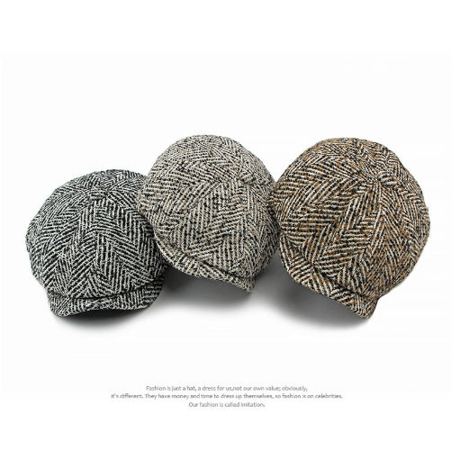 Hat Knitted Peaked British Retro Newsboy Cap
