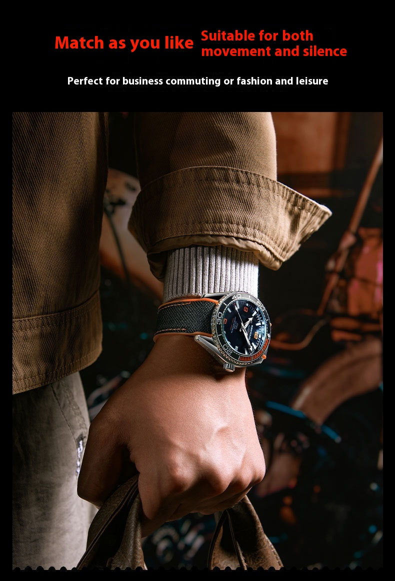 Montre mécanique bas transparent creux lumineux hommes