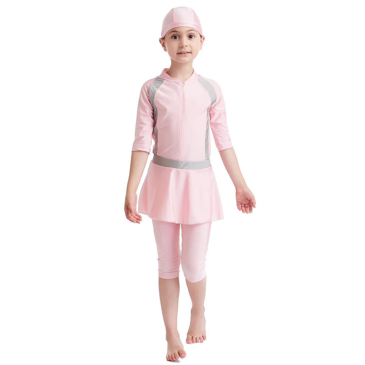 Maillot de bain conservateur couleur solide pour filles