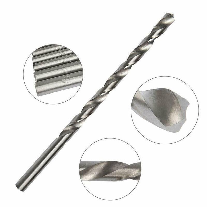 5PC 160MM Ensemble de perceuses en métal extra long en bois Brad Point 2mm 3mm 3,5mm 4mm 5mm