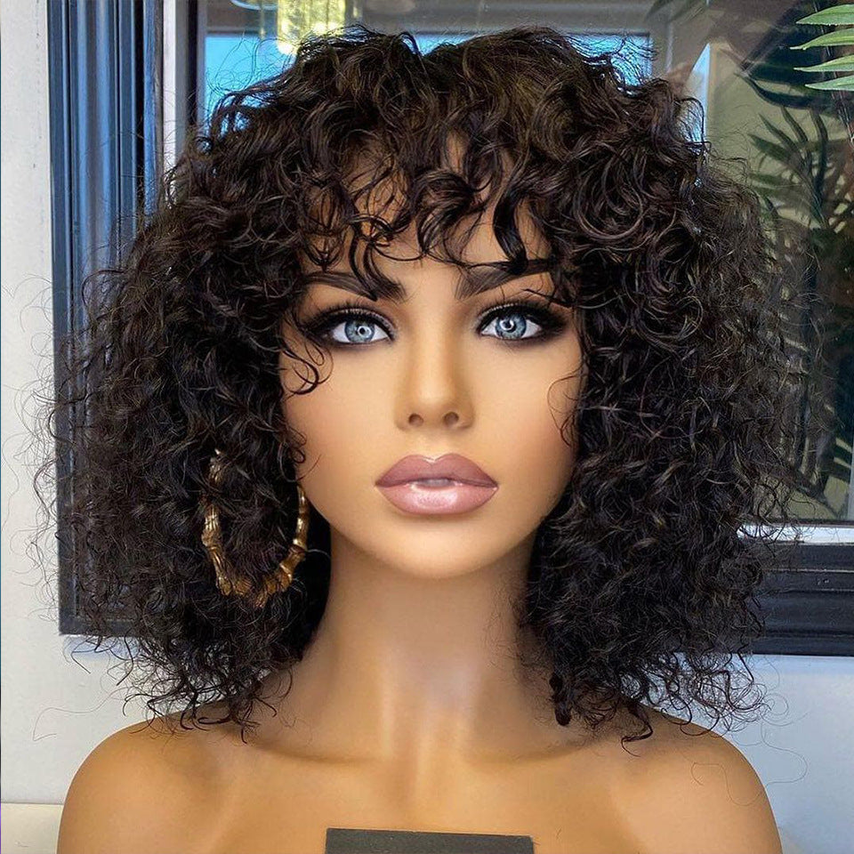 Perruques de cheveux humains avec franges