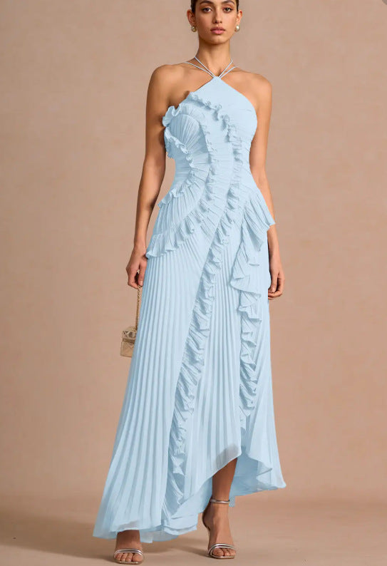 Robe sans dos sexy à col haltère pour femmes