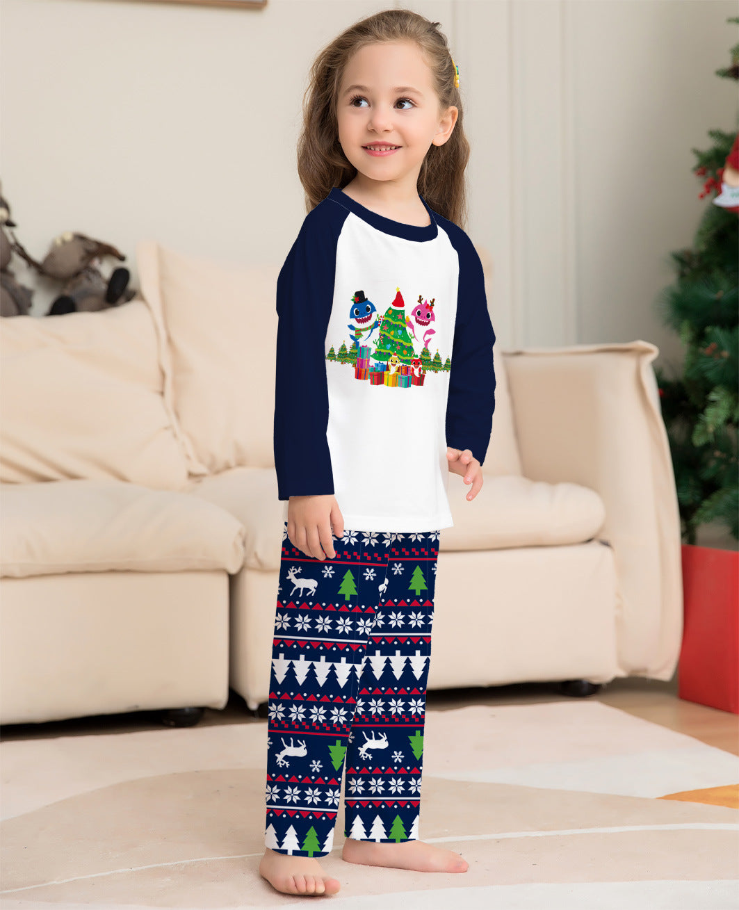 Jeu de pyjama de Noël en famille à manches longues pour couples