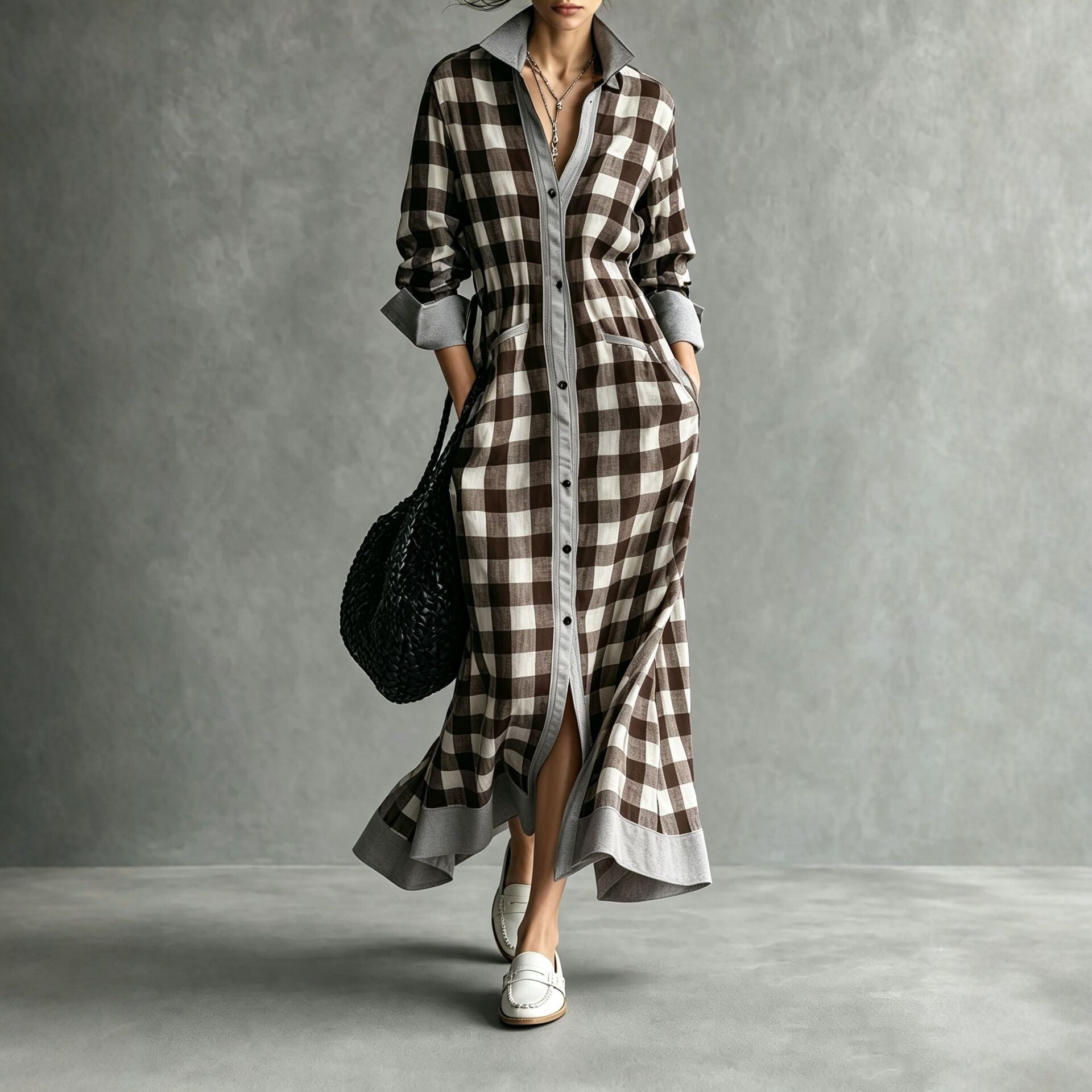 Robe de chemise à manches longues pour femmes