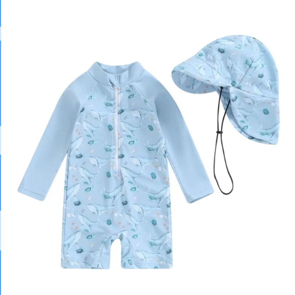 Maillot de bain à manches longues avec protection solaire pour les garçons et les filles
