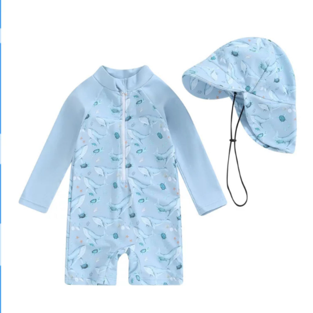 Maillot de bain à manches longues avec protection solaire pour les garçons et les filles