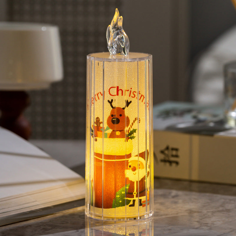 Décorations de Noël Verre transparent Led Simulation Bougies électroniques Robe de vacances