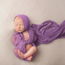 Newborn Swalfling Cloth Beanie Hair Band Ensemble de trois pièces