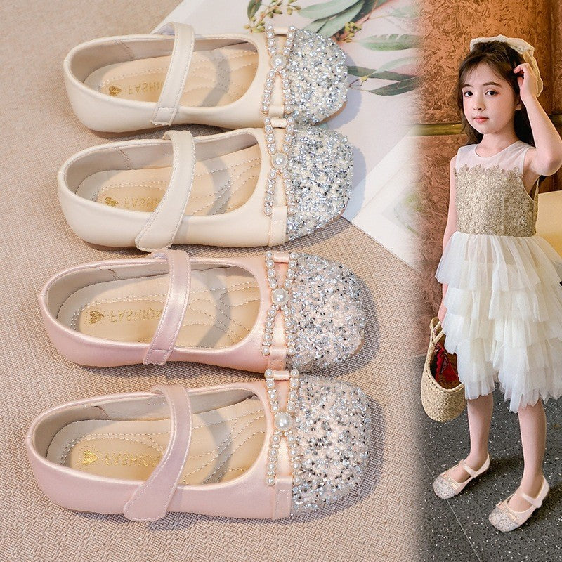 Chaussures en cuir de perles d'été filles