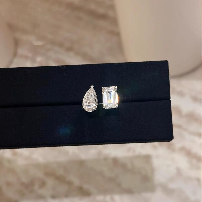Luxury abordable Teardrop Sugar Cube Boucle ouverte bague diamant