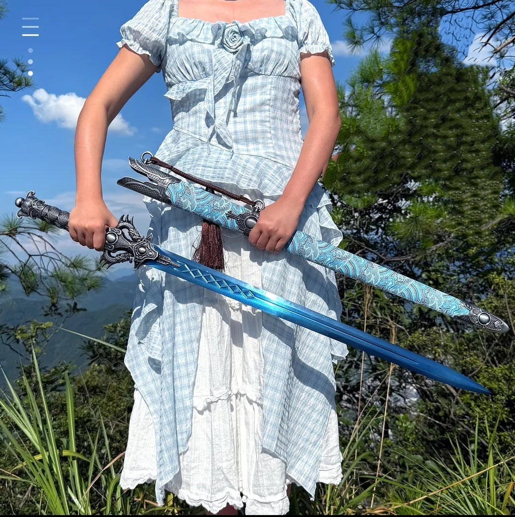 Blue Xingyuan Sword de Longquan City Une pièce haute en acier au manganèse Collecteable Cold Wea