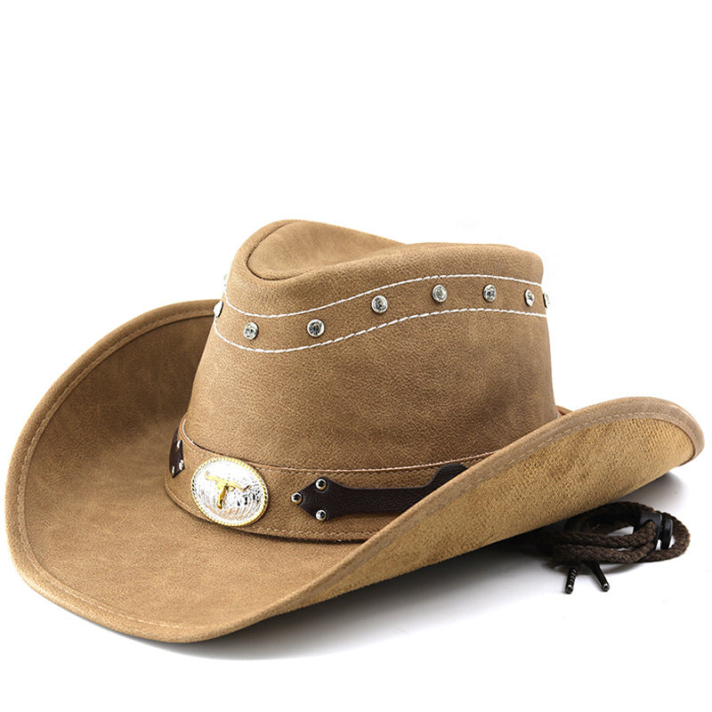 Chapeau de soleil unisexe en cuir de grande taille
