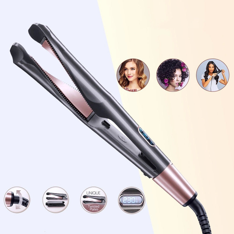 2 En 1 Redresseur de cheveux et Curler Curling Fer pour tous les types de cheveux Tourmaline céramique Twi