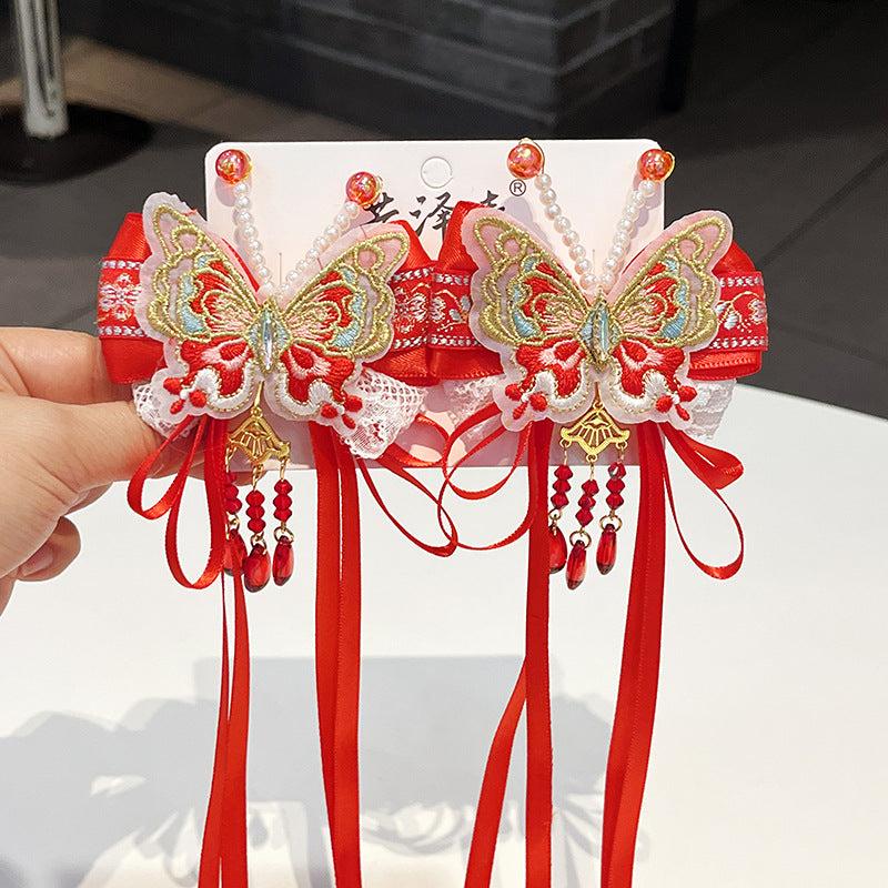 Accessoire pour les cheveux de style chinois Red Bow