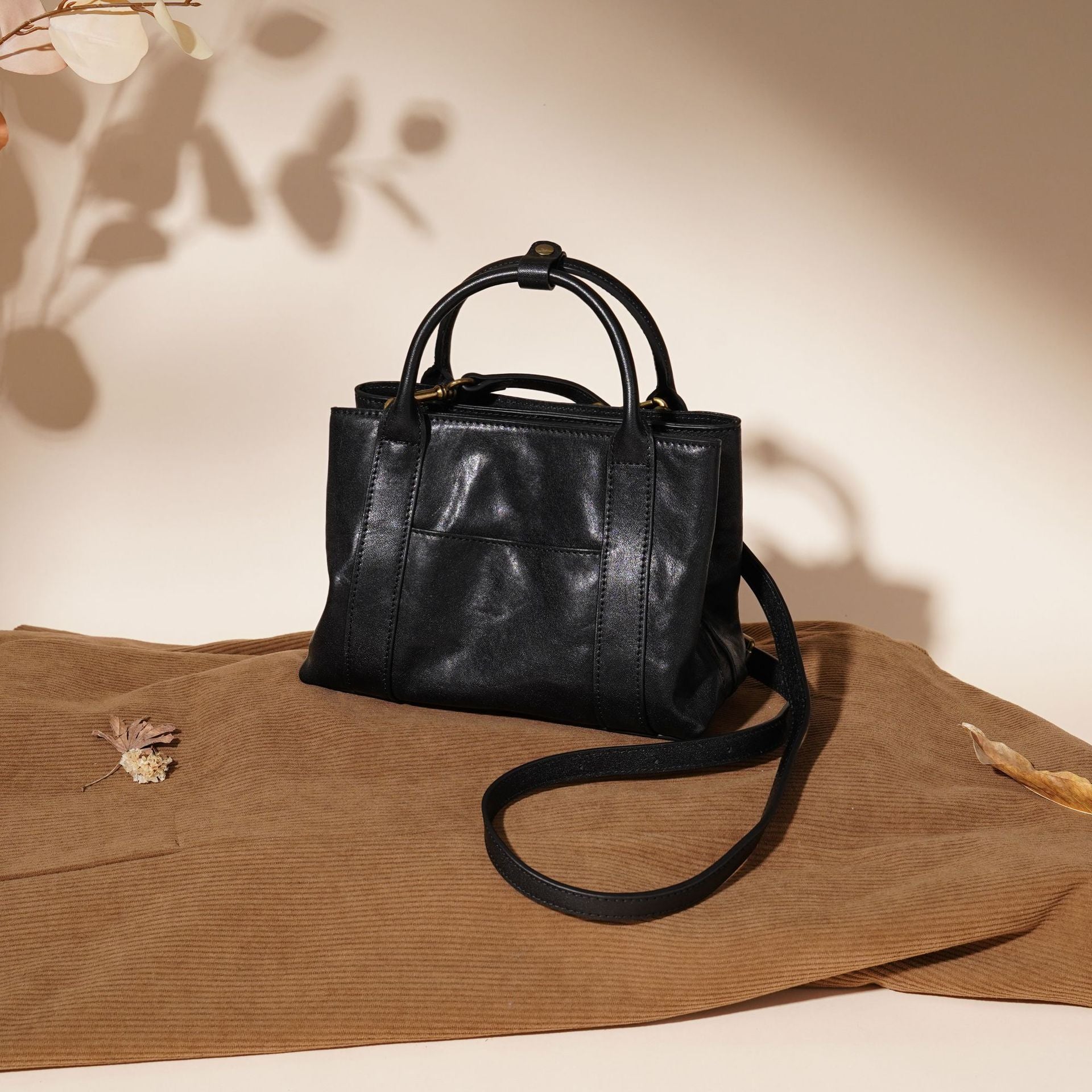 Sac à bandoulière en cuir véritable de grande capacité