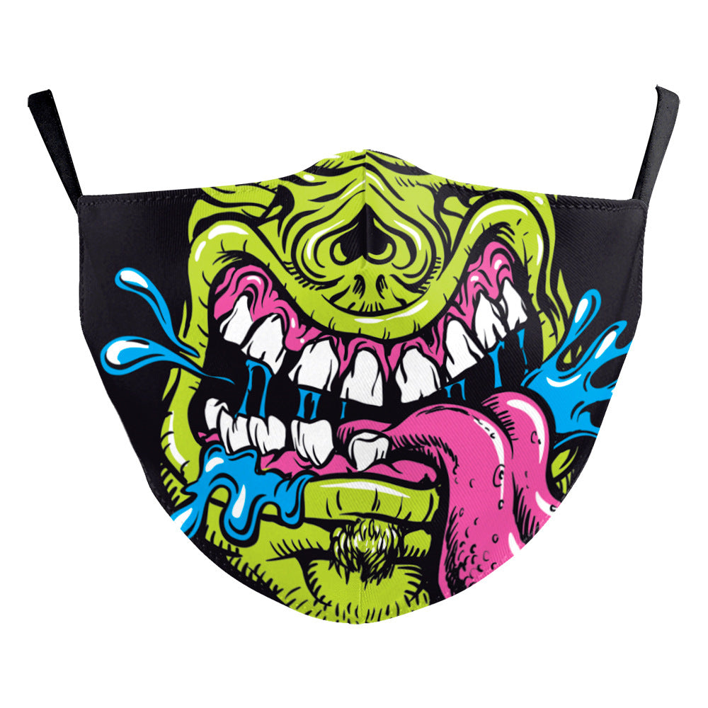 Masque d'impression numérique Halloween double couche en soie de lait