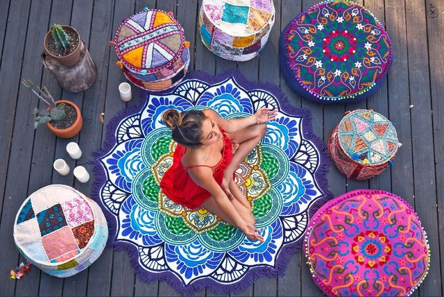 Tapis de yoga pour serviettes de bain rondes en polygone