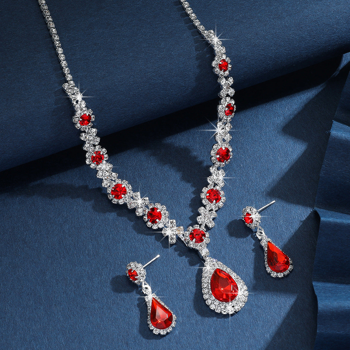 Bijoux de mariée femmes ensemble européen et américain cristal goutte d'eau
