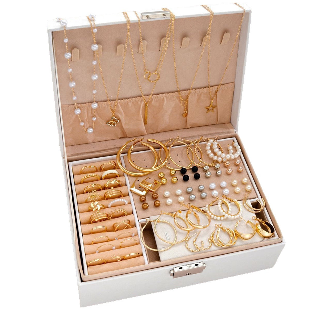 Pearl alloy earrings and rings