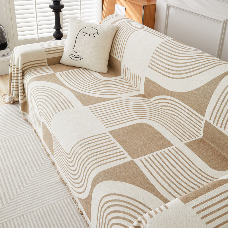 Chenille Housse de canapé Enveloppe complète Design universel minimaliste épais pour toutes les quatre saisons