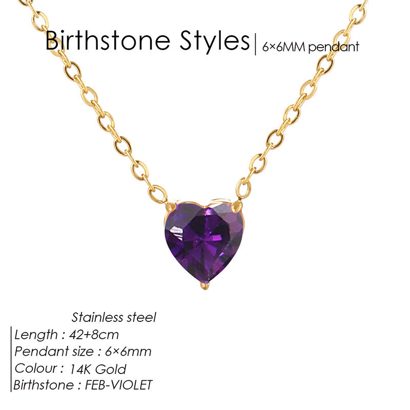 Pendentif en forme de cœur cristal coloré et collier de Zircon