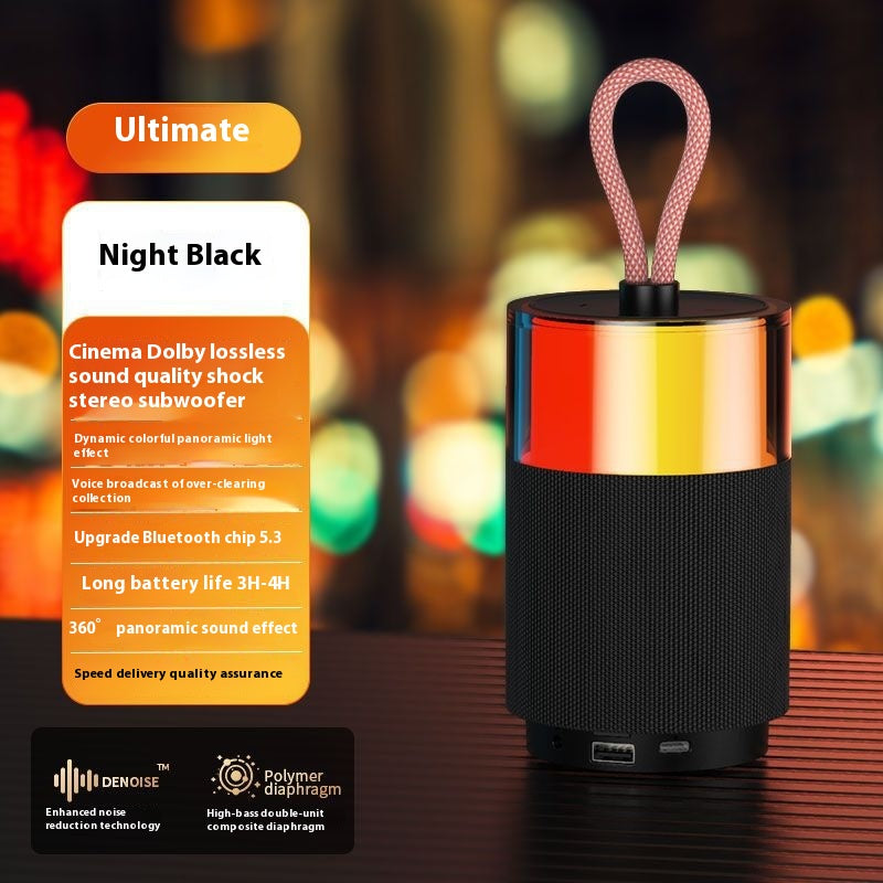 Mini Bluetooth sans fil haut-parleur couleur lumière sous-woofer longue durée de vie de la batterie