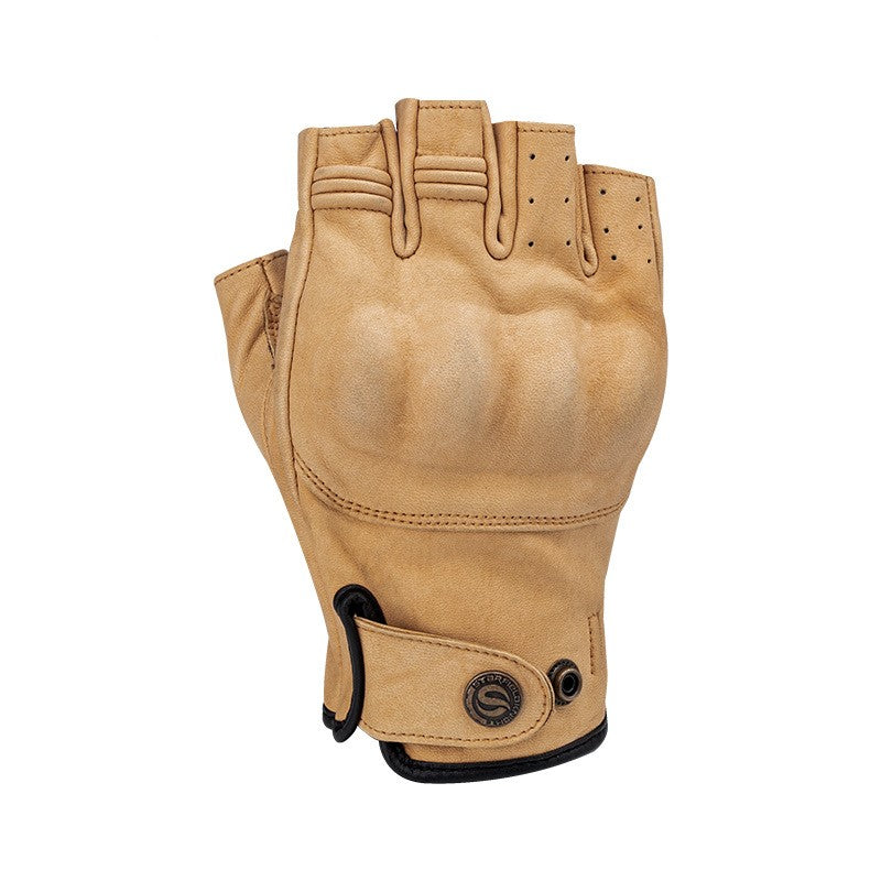 Vintage Leather Half Finger Motorcycle Gloves