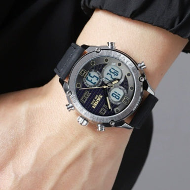 Sports de plein air hommes montre électronique double mouvement multifonctionnel